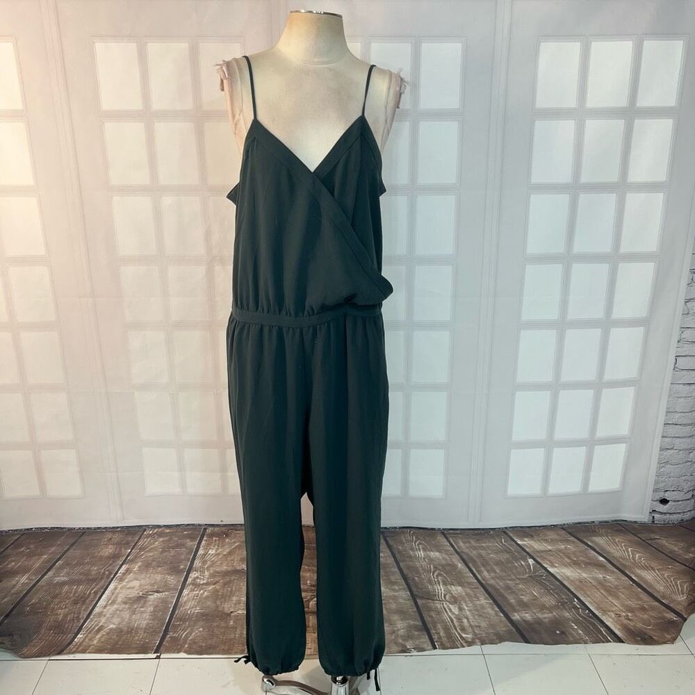 Madewell hunter green slip on elasticized waist jumpsuit with pockets size xl - Picture 2 of 12